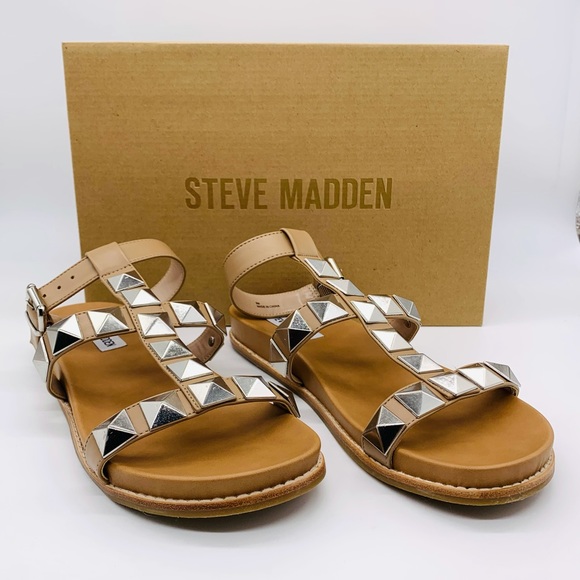 Steve Madden Women's Daft Metal Embellishment Tan Flat Sandals - Picture 1 of 11